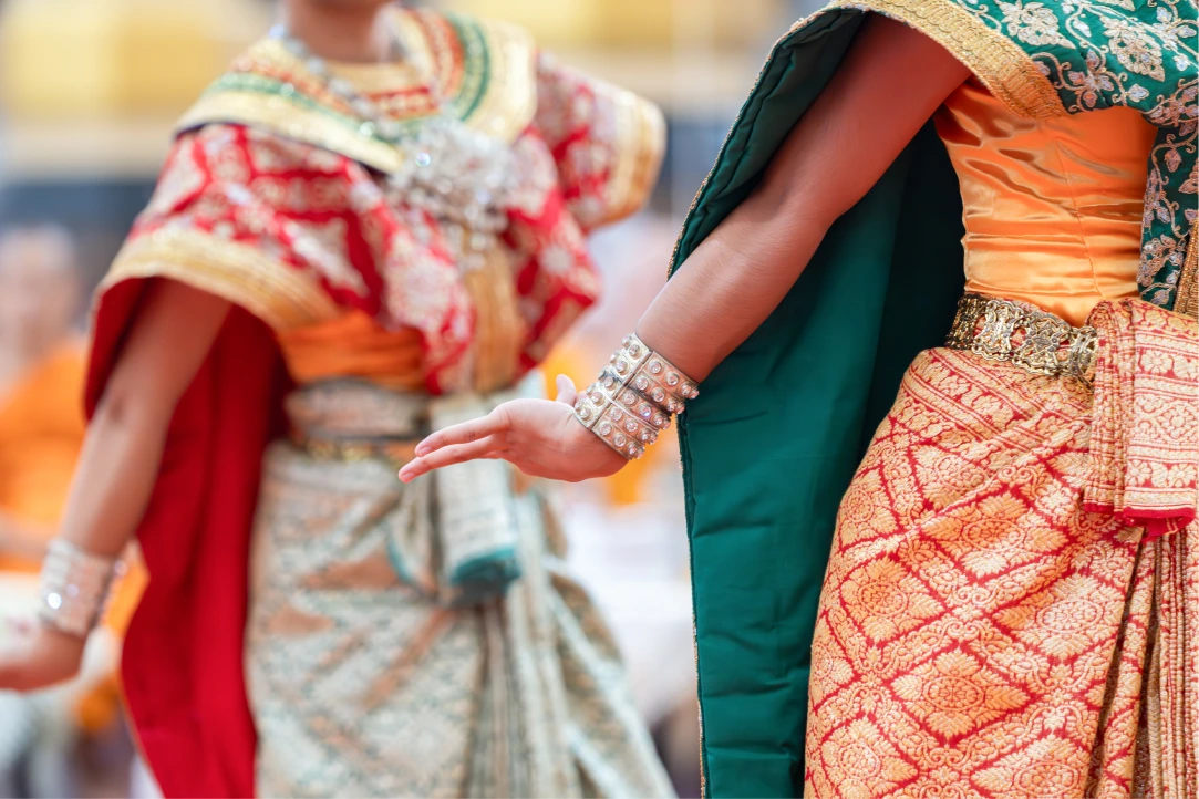 Dancers in traditional embroidered costumes